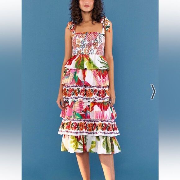 NEW Farm Rio Mixed White Prints Layered Dress Size Medium - Picture 11 of 11